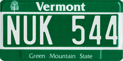 VT license plate NUK544