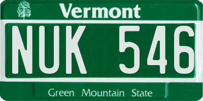 VT license plate NUK546