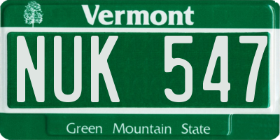 VT license plate NUK547