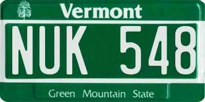 VT license plate NUK548