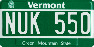 VT license plate NUK550