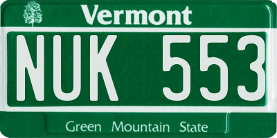 VT license plate NUK553