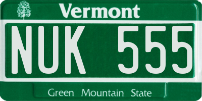 VT license plate NUK555