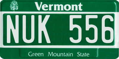 VT license plate NUK556
