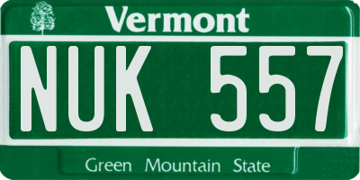 VT license plate NUK557