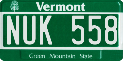 VT license plate NUK558