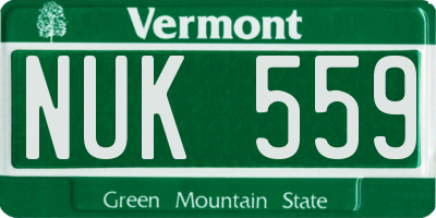 VT license plate NUK559