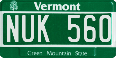 VT license plate NUK560