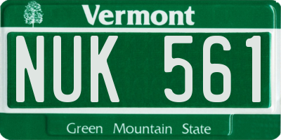 VT license plate NUK561