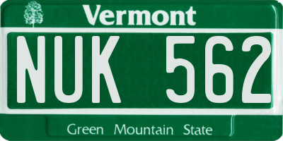 VT license plate NUK562