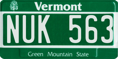 VT license plate NUK563