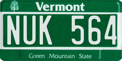 VT license plate NUK564