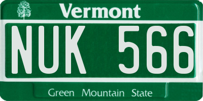 VT license plate NUK566