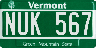 VT license plate NUK567