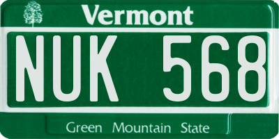 VT license plate NUK568