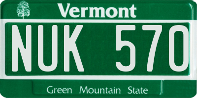 VT license plate NUK570