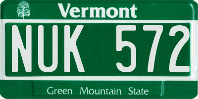 VT license plate NUK572