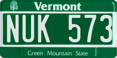 VT license plate NUK573