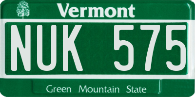 VT license plate NUK575
