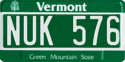 VT license plate NUK576