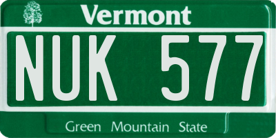 VT license plate NUK577