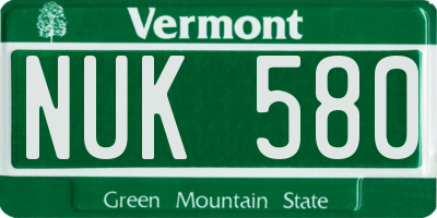 VT license plate NUK580