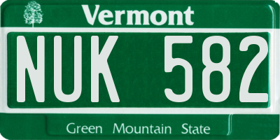 VT license plate NUK582