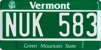 VT license plate NUK583
