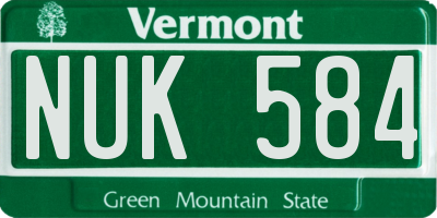 VT license plate NUK584