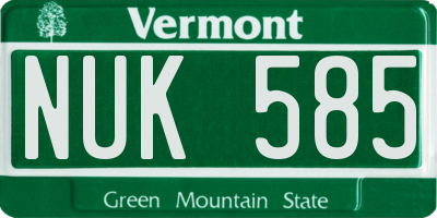 VT license plate NUK585