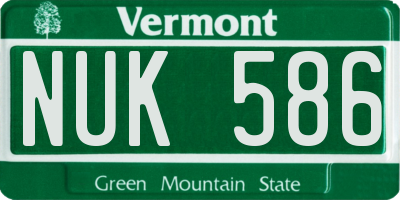 VT license plate NUK586
