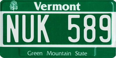 VT license plate NUK589