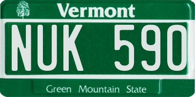 VT license plate NUK590