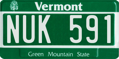 VT license plate NUK591