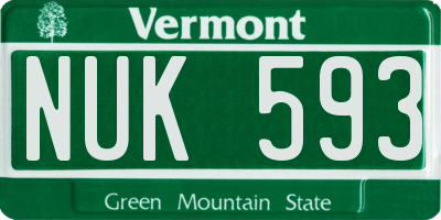 VT license plate NUK593