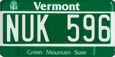 VT license plate NUK596