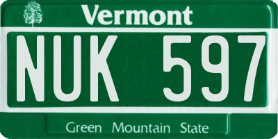 VT license plate NUK597