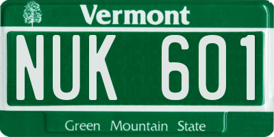 VT license plate NUK601