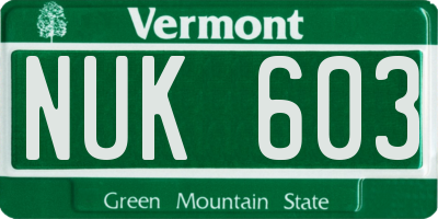 VT license plate NUK603
