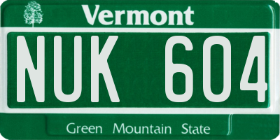 VT license plate NUK604