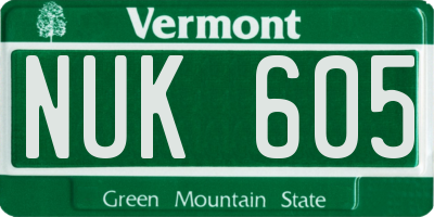 VT license plate NUK605