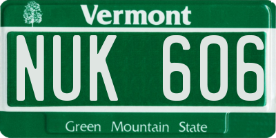 VT license plate NUK606