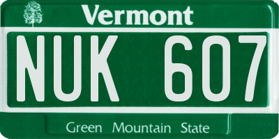 VT license plate NUK607