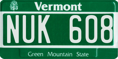 VT license plate NUK608