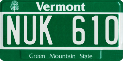 VT license plate NUK610
