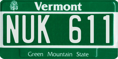 VT license plate NUK611