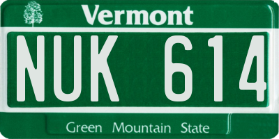 VT license plate NUK614