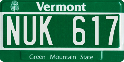 VT license plate NUK617