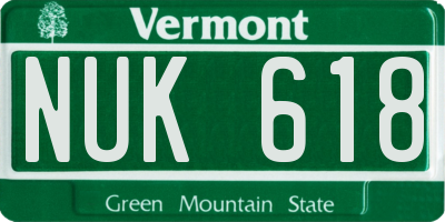 VT license plate NUK618
