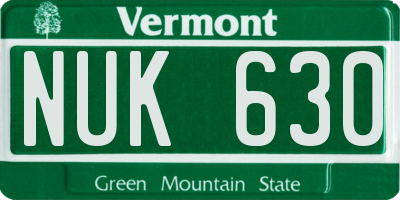 VT license plate NUK630